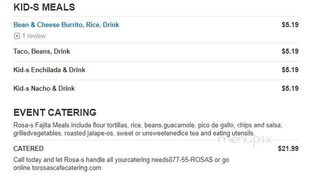 Rosa's Cafe and Tortilla Factory - Highland Village, TX menu_pic