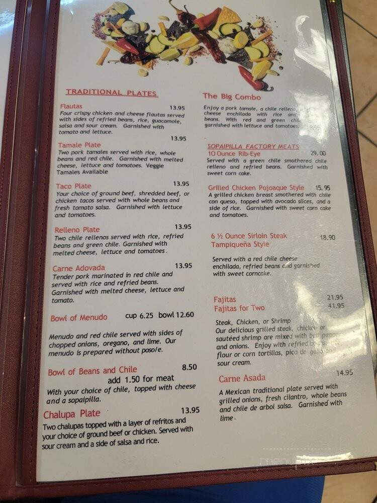 Sopaipilla Factory - Espanola, NM menu_pic