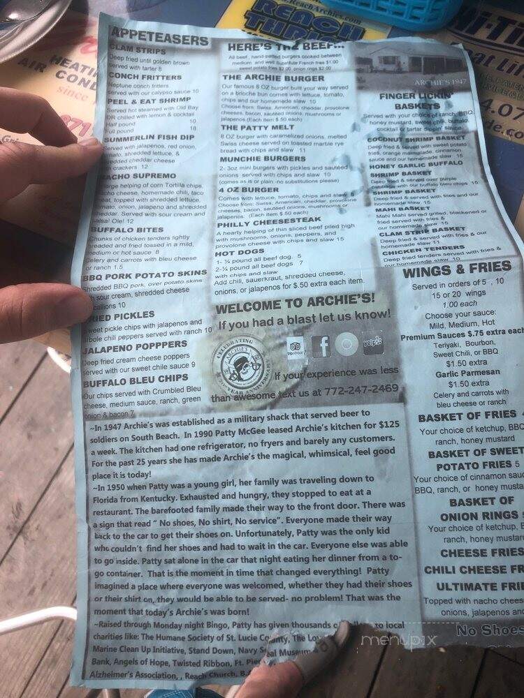 Archies Seabreeze - Fort Pierce, FL menu_pic
