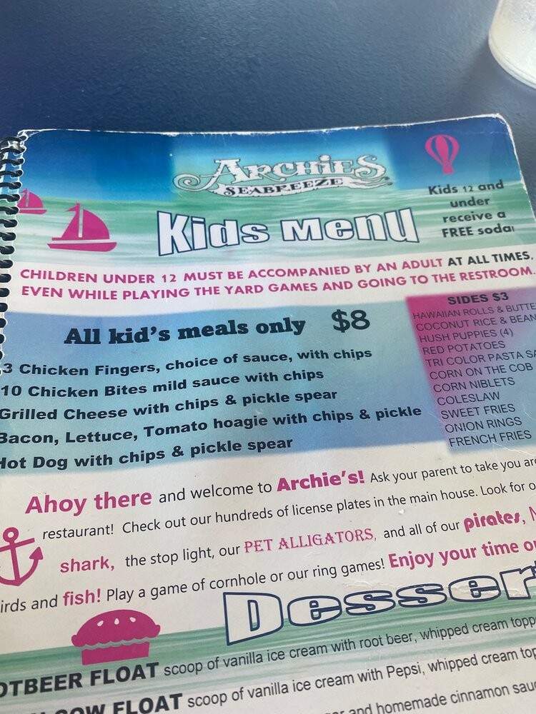 Archies Seabreeze - Fort Pierce, FL menu_pic
