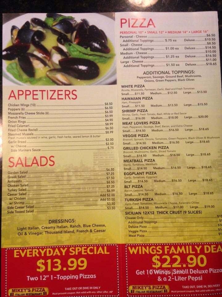 Mikey's Pizza & Italian Restaurant - Jacksonville, FL menu_pic