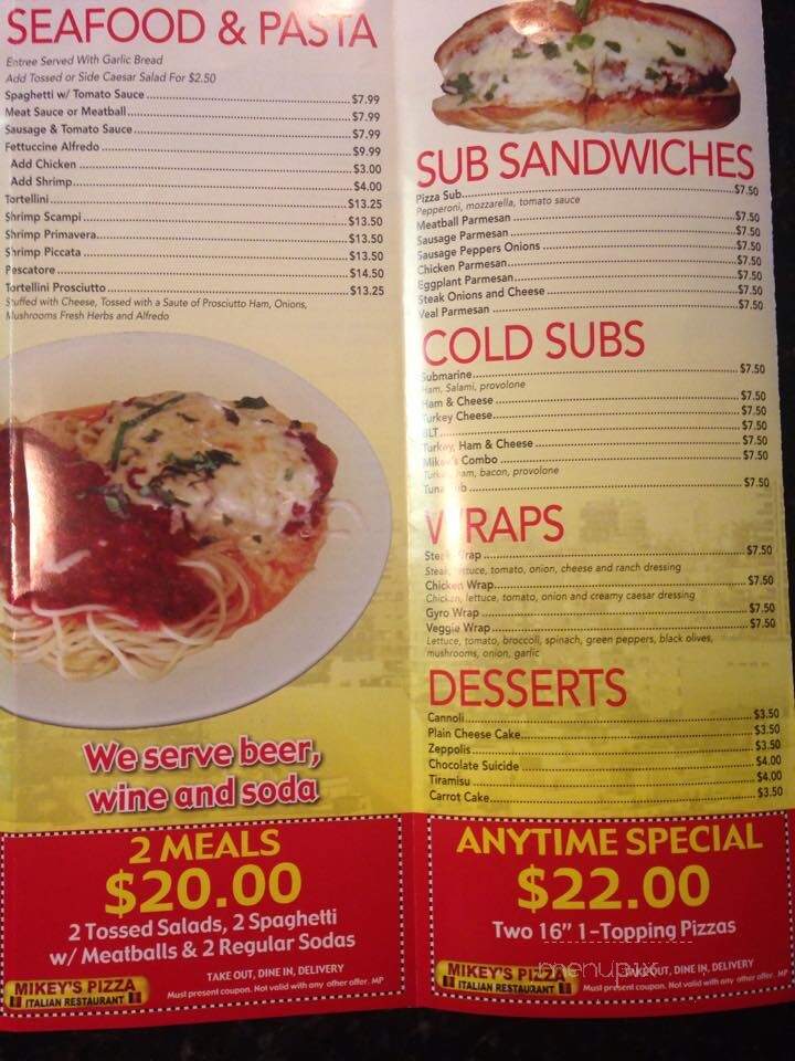 Mikey's Pizza & Italian Restaurant - Jacksonville, FL menu_pic