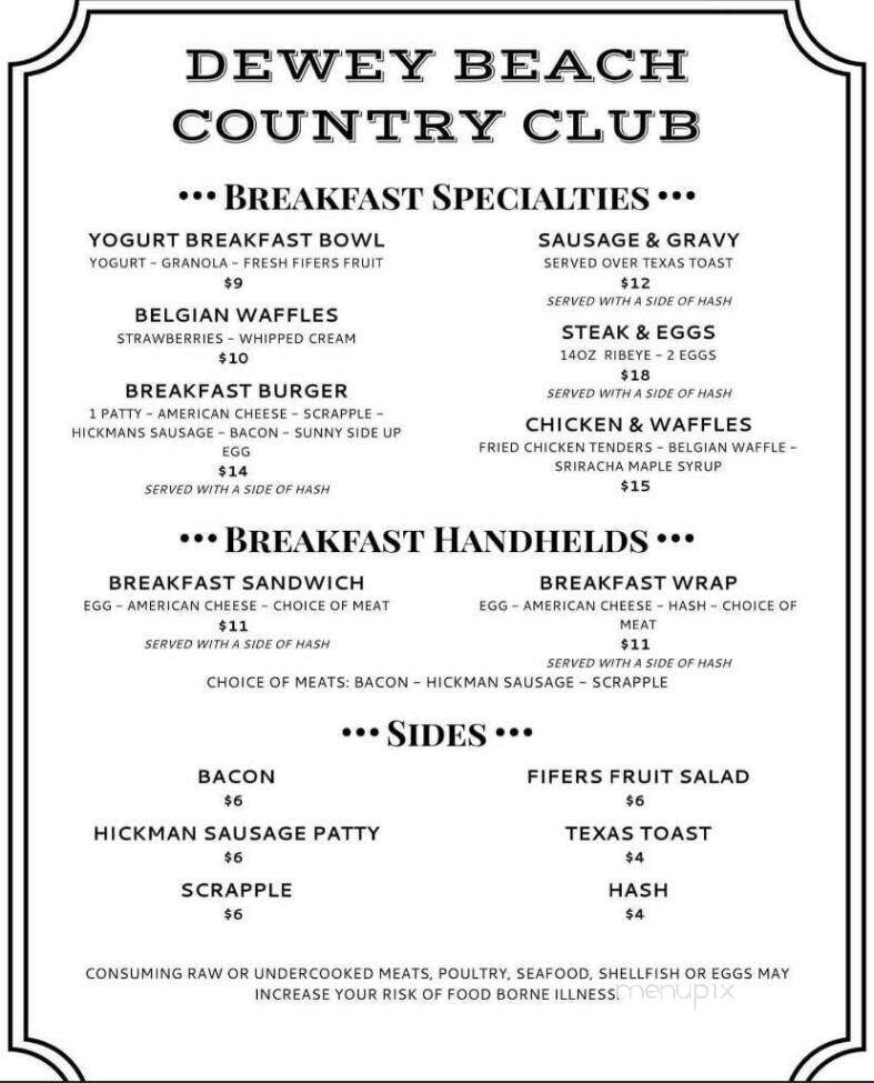 Dewey Beach Club - Dewey Beach, DE menu_pic