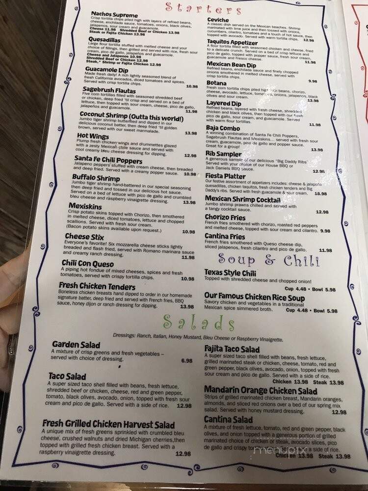 Sagebrush Cantina - Lake Orion, MI menu_pic