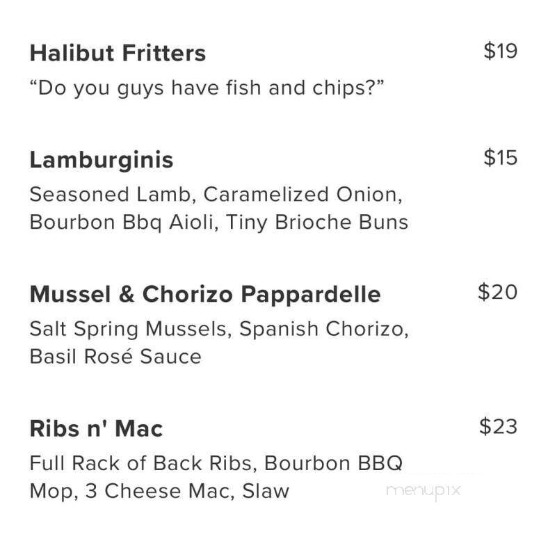 Smitty's oyster house - Gibsons, BC menu_pic