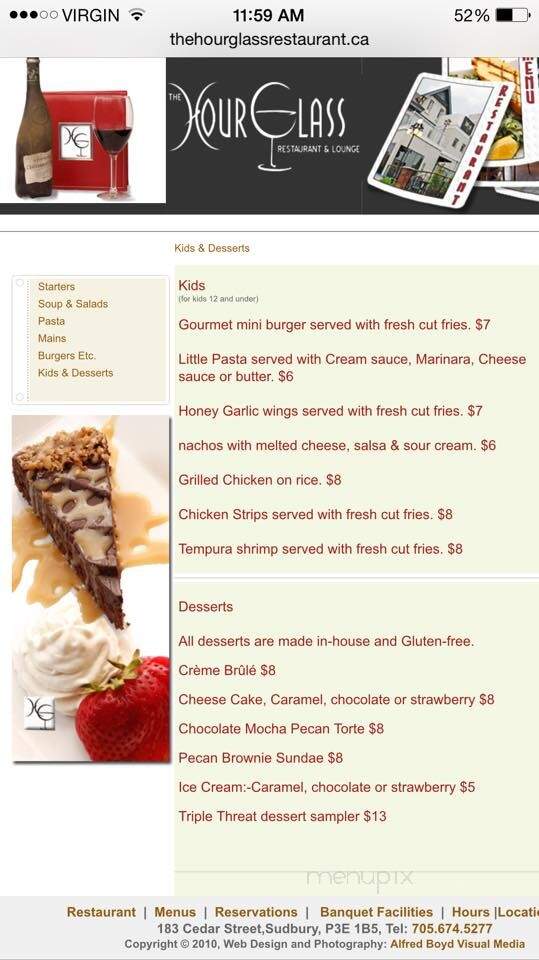 The Hourglass Restaurant & Lounge - Greater Sudbury, ON menu_pic
