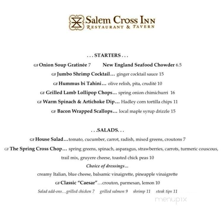 Salem Cross Inn - West Brookfield, MA menu_pic
