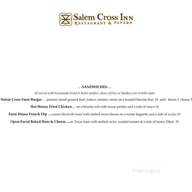 Salem Cross Inn - West Brookfield, MA menu_pic