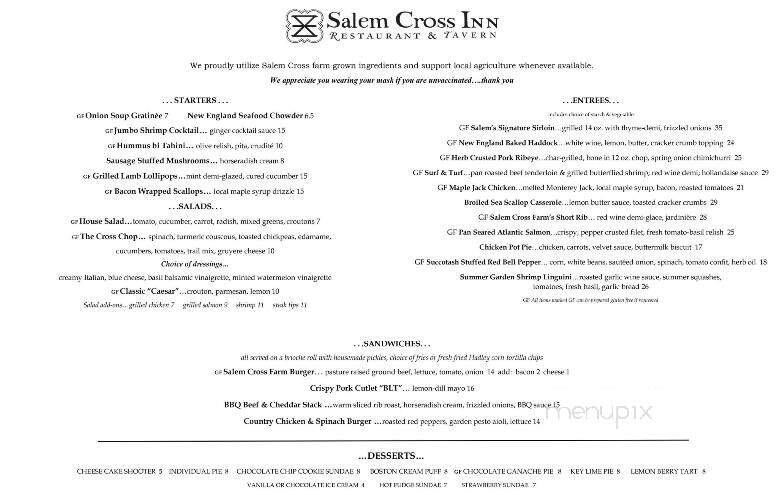 Salem Cross Inn - West Brookfield, MA menu_pic