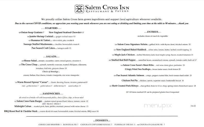 Salem Cross Inn - West Brookfield, MA menu_pic
