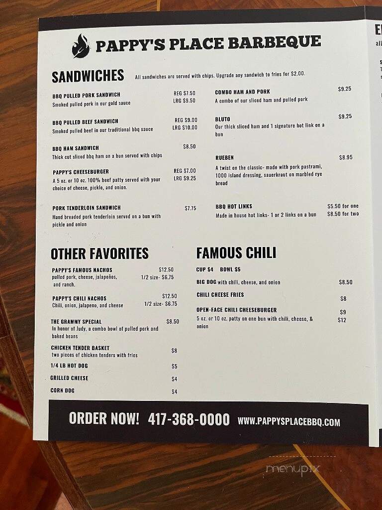 Pappy's Place - Springfield, MO menu_pic