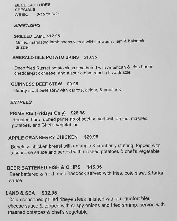 Blue Latitudes - Dover, NH menu_pic
