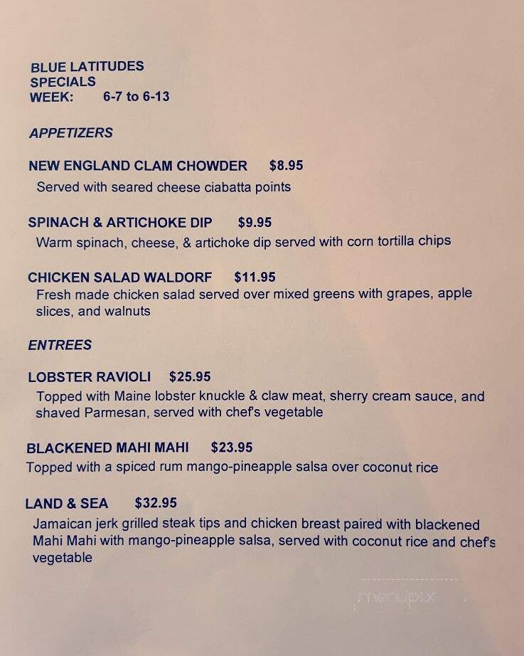 Blue Latitudes - Dover, NH menu_pic