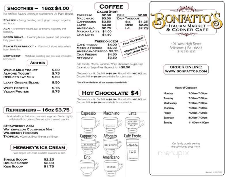 Bonfatto's - Bellefonte, PA menu_pic