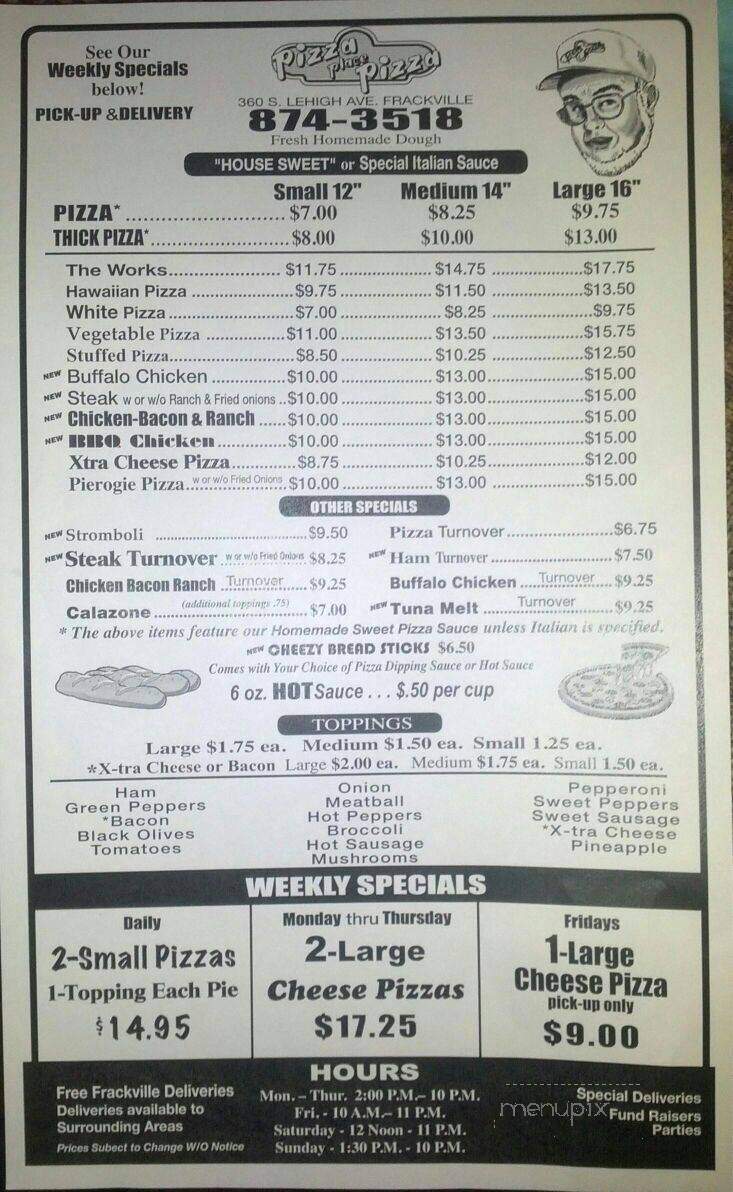 Pizza's Place - Frackville, PA menu_pic