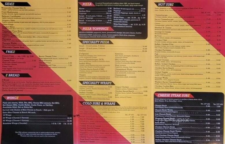 Zeiderelli's Pizza & Subs - Lemoyne, PA menu_pic