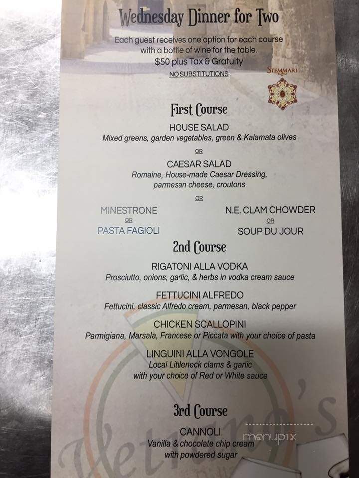 Vetrano's Italian Restaurant - Westerly, RI menu_pic