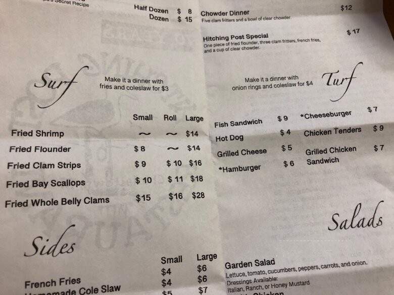 Hitching Post Inc - Charlestown, RI menu_pic