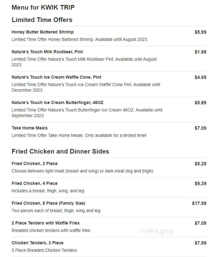 Kwik Trip - Chippewa Falls, WI menu_pic