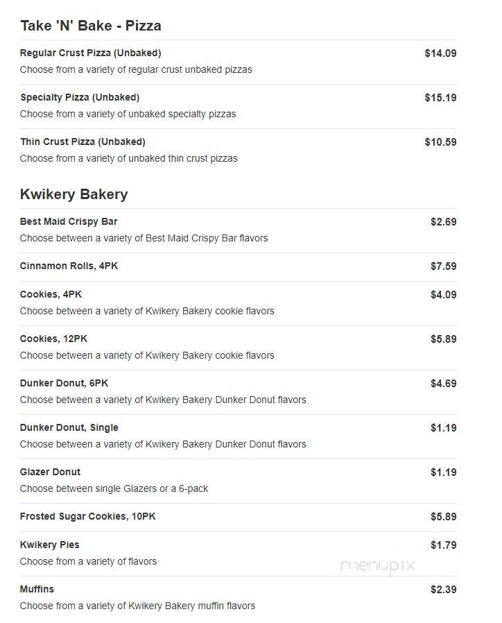 Kwik Trip - Chippewa Falls, WI menu_pic