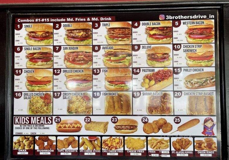 Three Brothers Drive-In - Pixley, CA menu_pic