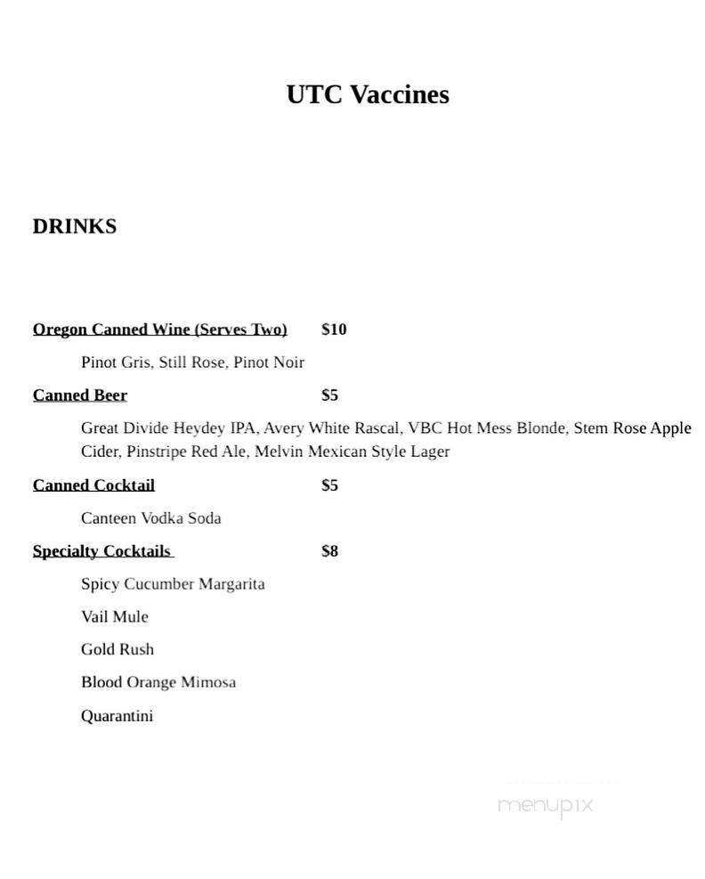 Up The Creek Bar & Grill - Vail, CO menu_pic