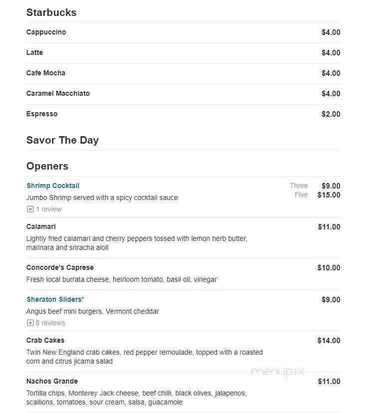 Concorde's Restaurant - Windsor Locks, CT menu_pic