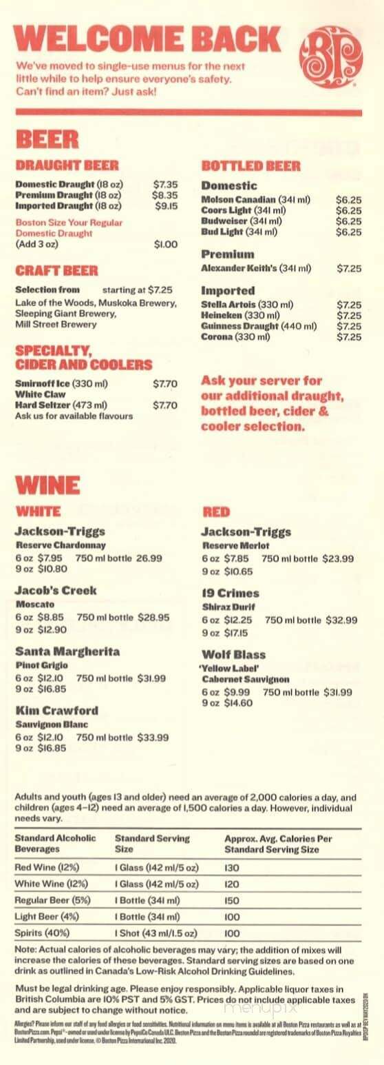 Boston Pizza - Fort Frances, ON menu_pic