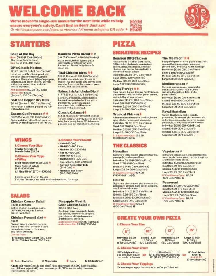 Boston Pizza - Fort Frances, ON menu_pic