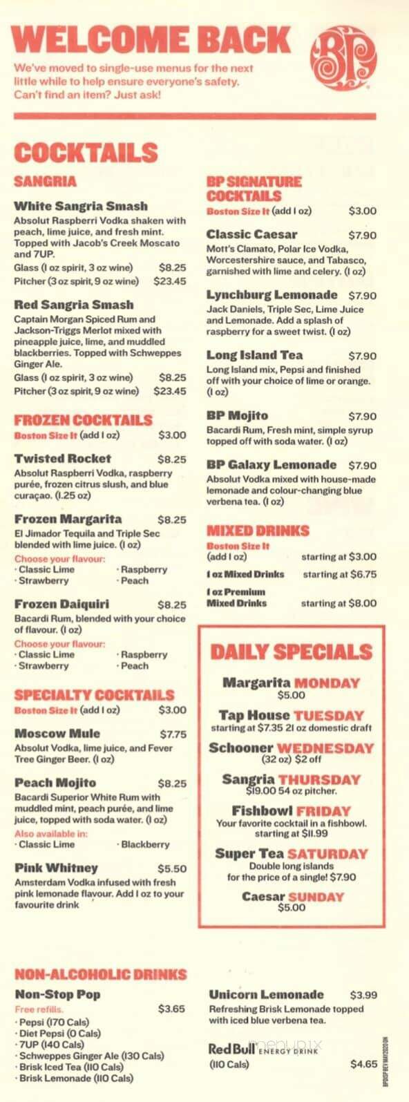 Boston Pizza - Fort Frances, ON menu_pic