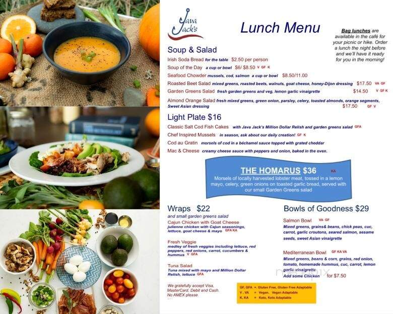 Java Jack's - Rocky Harbour, NL menu_pic