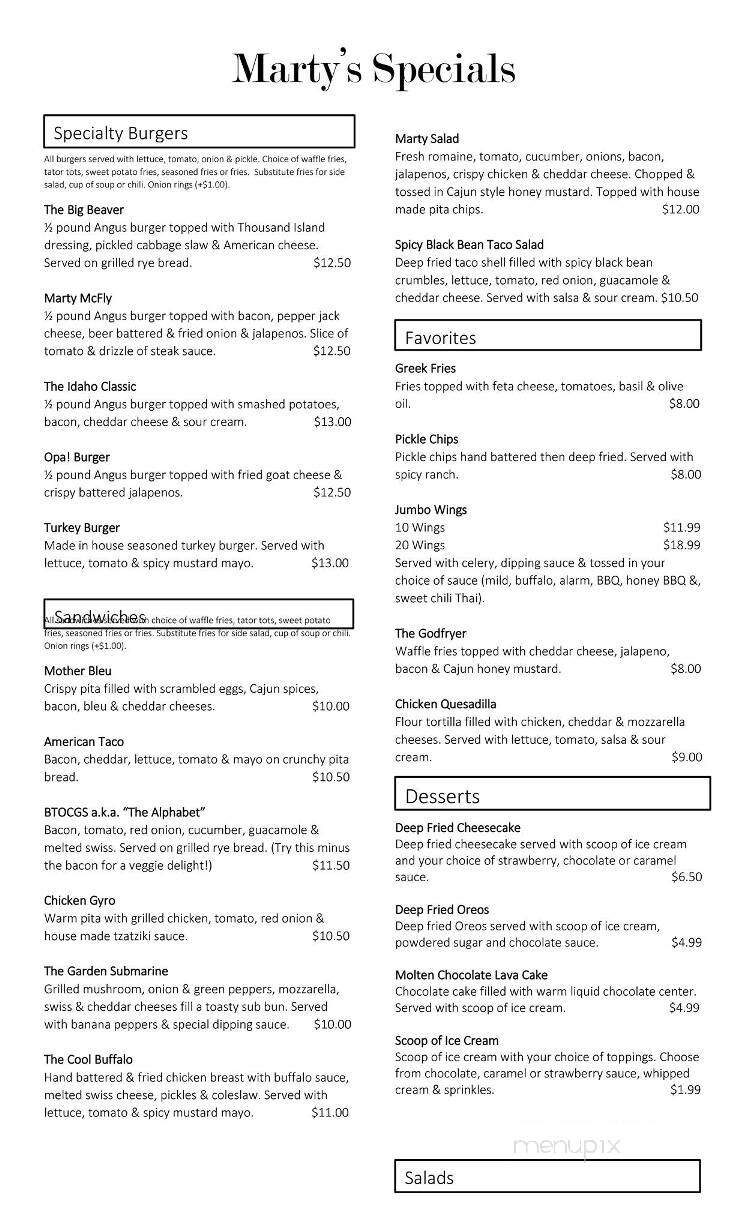 Old Detroit Burger Bar - Clawson, MI menu_pic