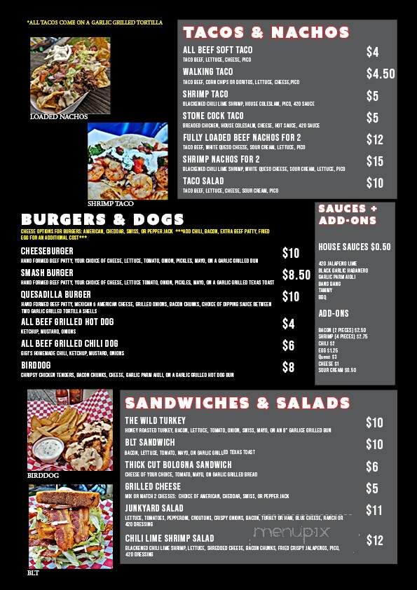 Tribble's Bar & Grill - Piedmont, SC menu_pic