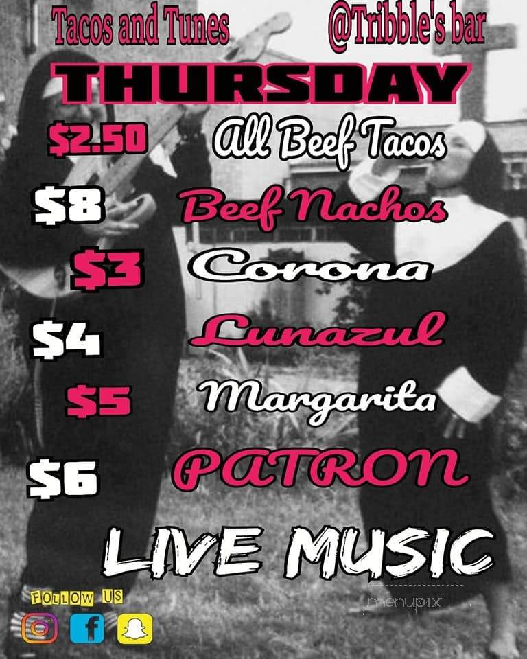 Tribble's Bar & Grill - Piedmont, SC menu_pic