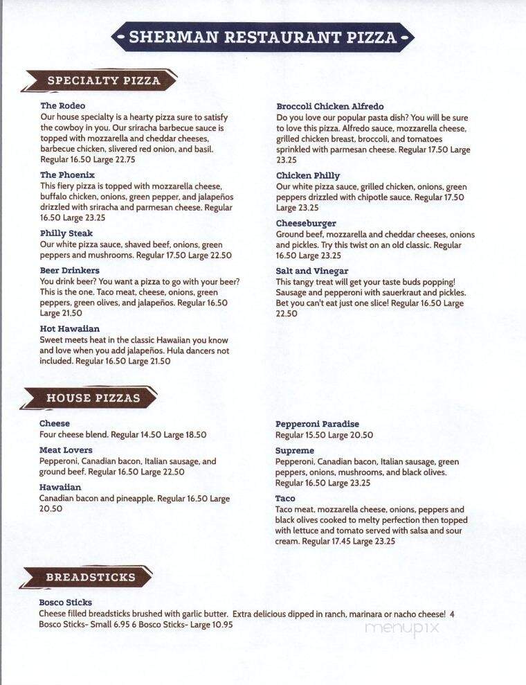 Sherman Inn Restaurant - Wolf Point, MT menu_pic