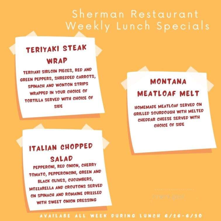 Sherman Inn Restaurant - Wolf Point, MT menu_pic
