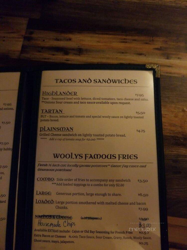 Wooly's Pub - Johnstown, PA menu_pic