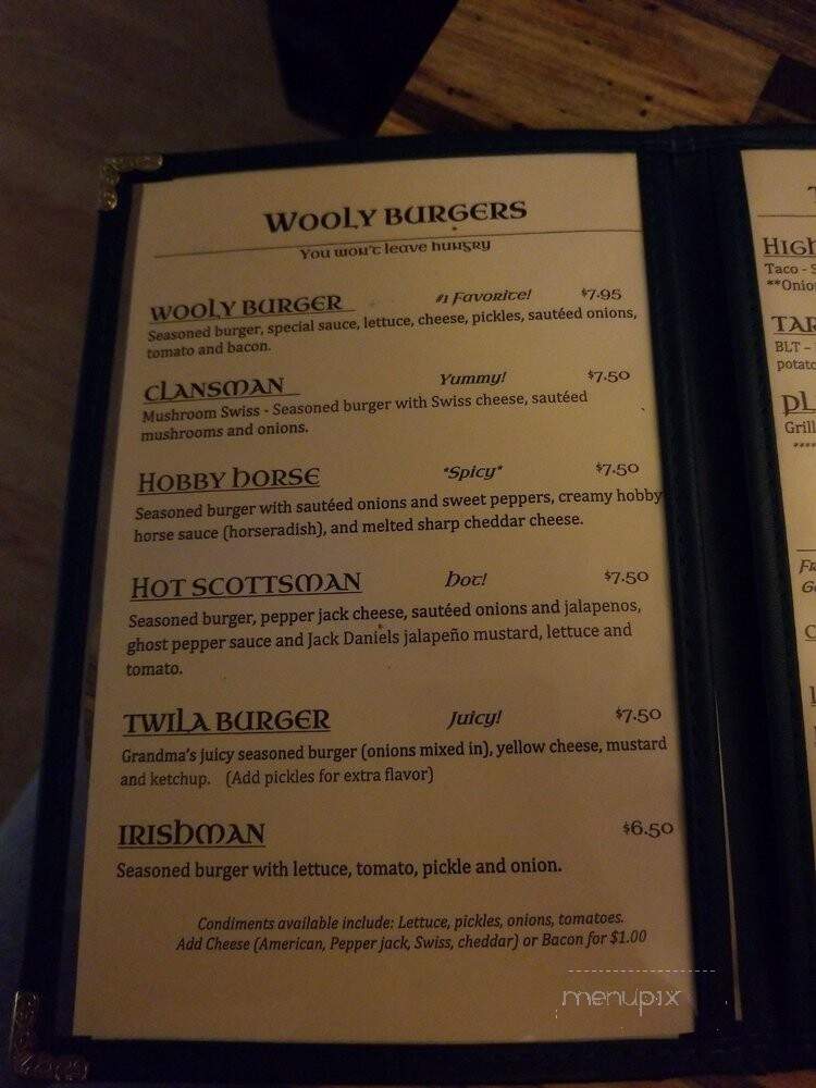Wooly's Pub - Johnstown, PA menu_pic