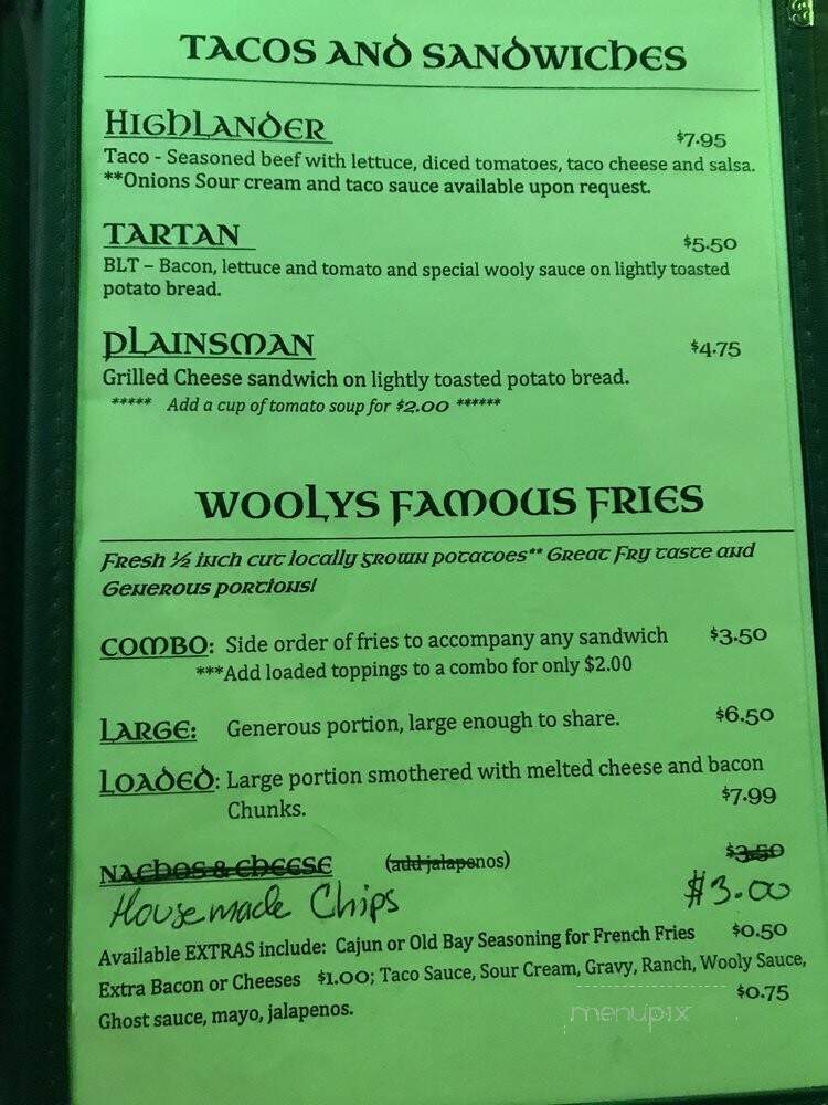 Wooly's Pub - Johnstown, PA menu_pic