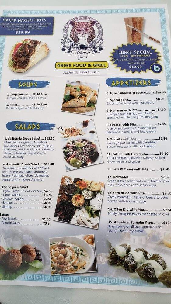 Athena Gyro - Palm Desert, CA menu_pic