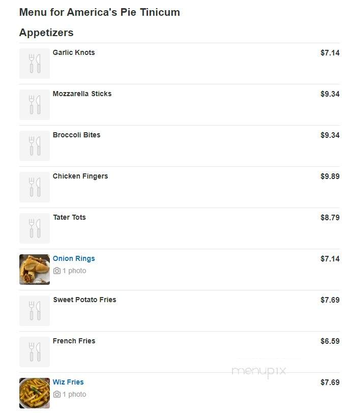 Americas pie tinicum - Tinicum, PA menu_pic