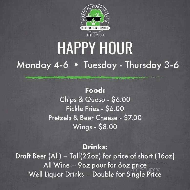 Blind Squirrel - Louisville, KY menu_pic