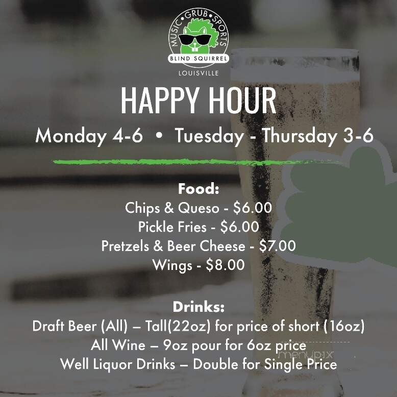 Blind Squirrel - Louisville, KY menu_pic