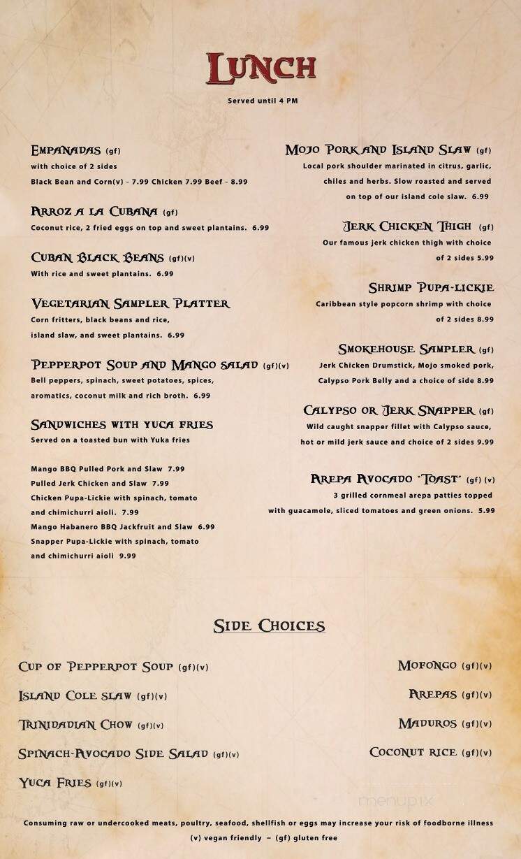 Calypso Grill and Smokehouse - Yellow Springs, OH menu_pic