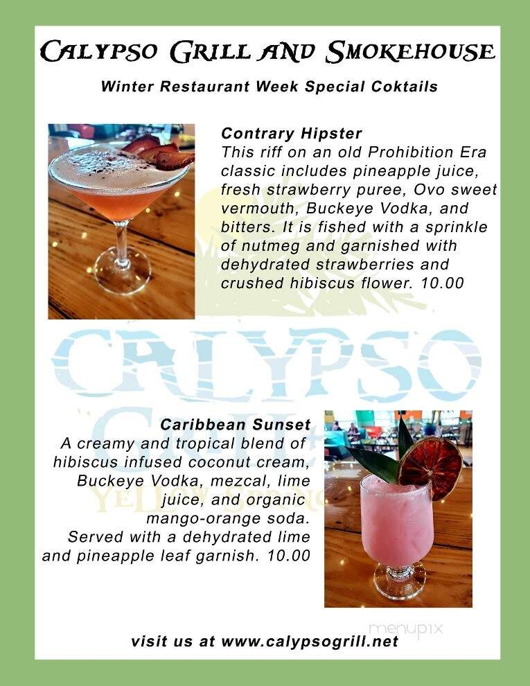 Calypso Grill and Smokehouse - Yellow Springs, OH menu_pic