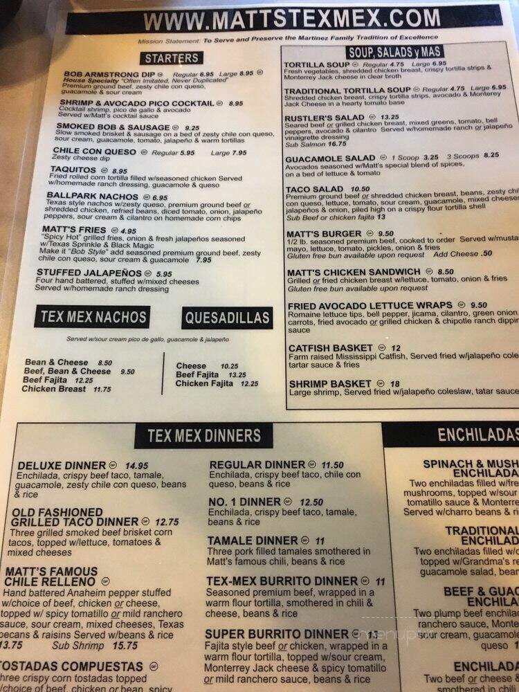 Matt's Rancho Martinez - Royse City, TX menu_pic