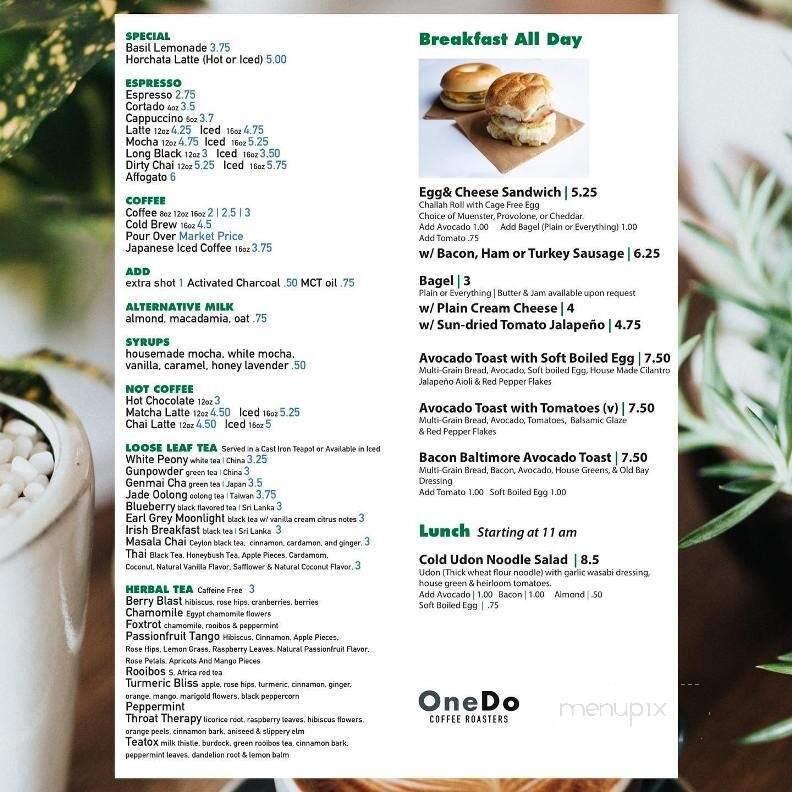 OneDo Coffee - Baltimore, MD menu_pic