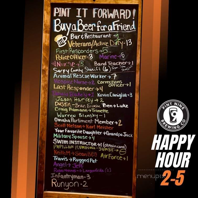 Pint Nine Brewing Company - La Vista, NE menu_pic