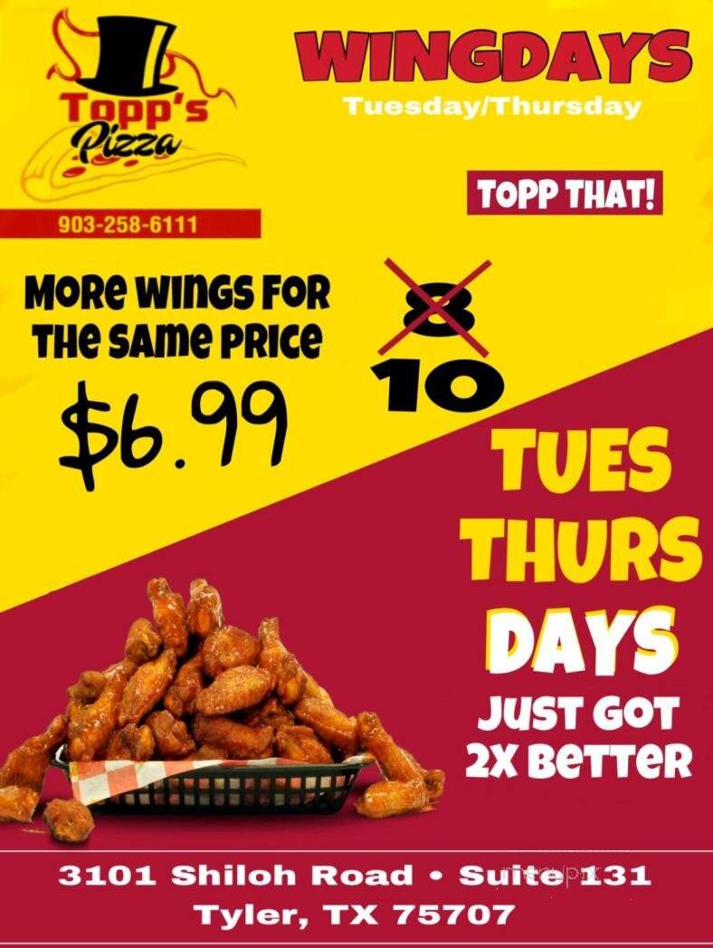 Topp's Pizza - Tyler, TX menu_pic