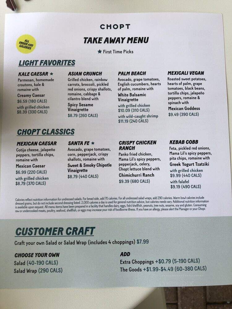 Chopt Creative Salad Co. - Greensboro, NC menu_pic